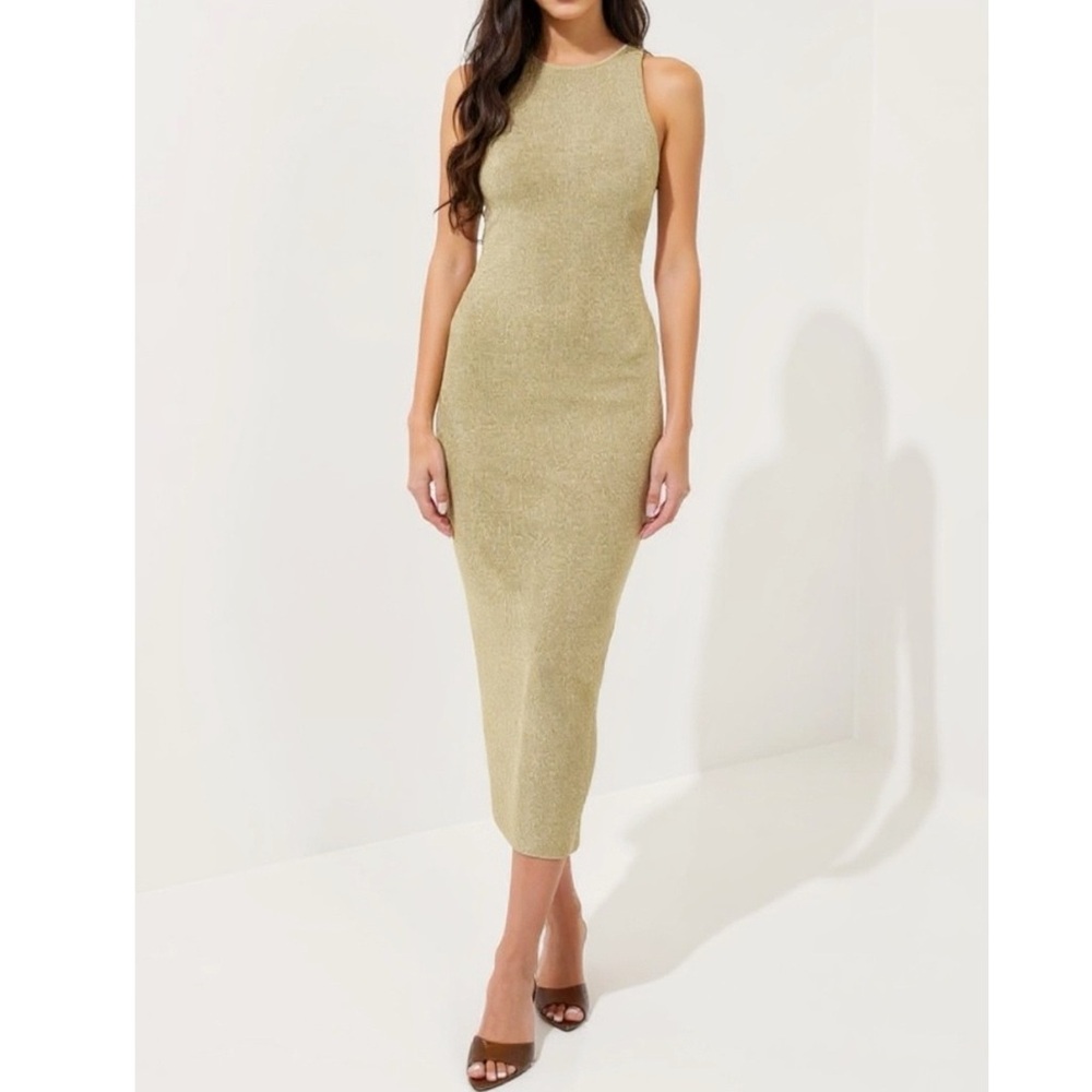 A.L.C. Ashley Knit Dress, Metallic Bright Gold, XL